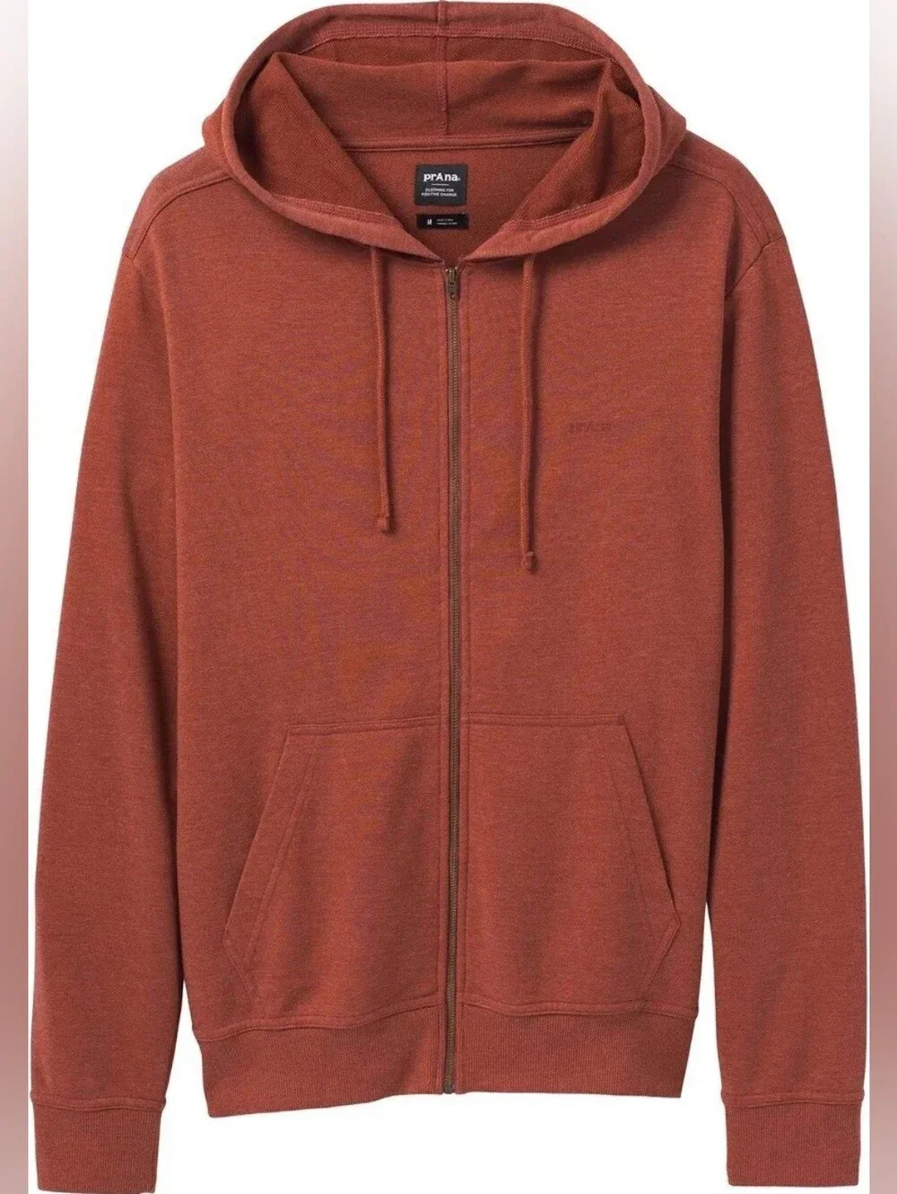 NWOT PrAna Vintage Terry Rust Full Zip Men's Hoodie Jacket Organic Cotton Small